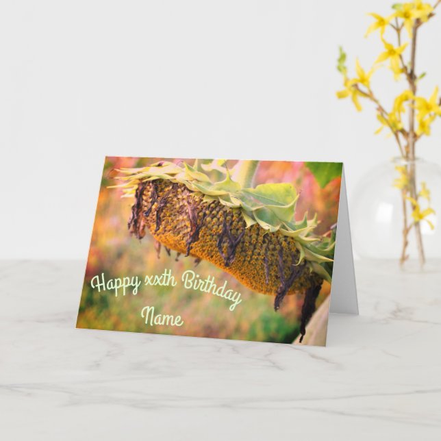 Tarjeta Faded Sunflower Floral Personalizado Cumpleaños (flor amarilla)