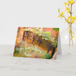 Tarjeta Faded Sunflower Floral Personalizado Cumpleaños