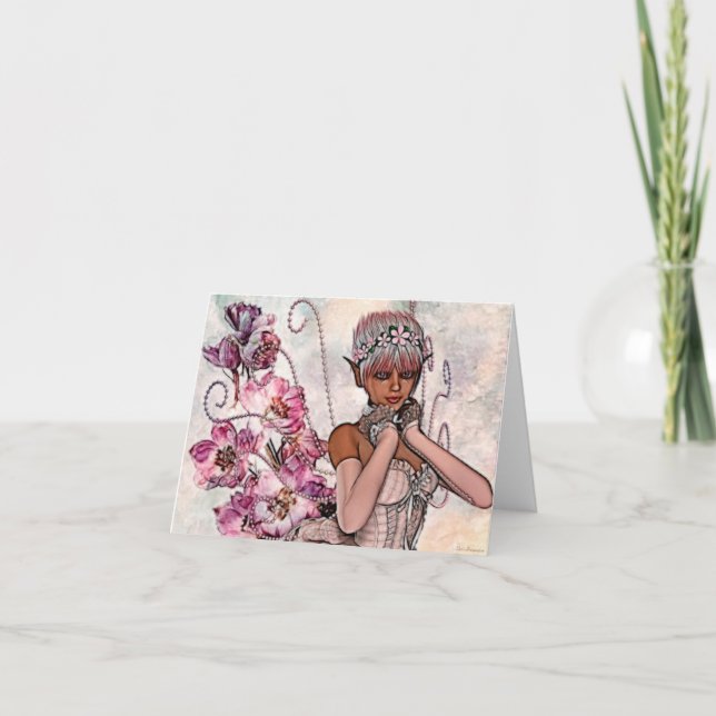 Tarjeta Fae Rosa Art Notecard (Anverso)