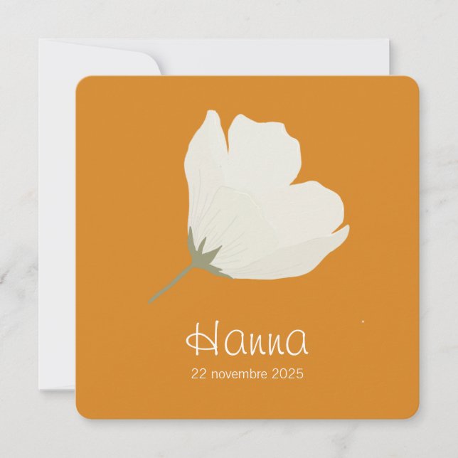 Tarjeta Faire-Part de naissancce Hanna (Anverso)