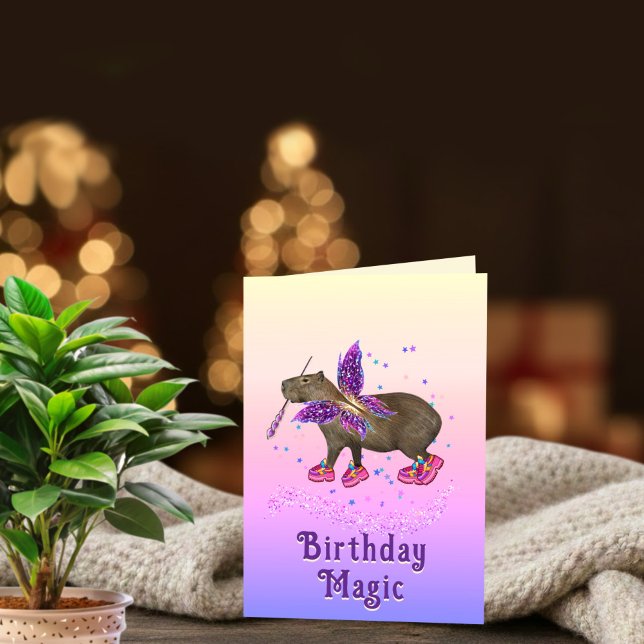 Tarjeta Fairy Capybara Birthday Magic (Subido por el creador)