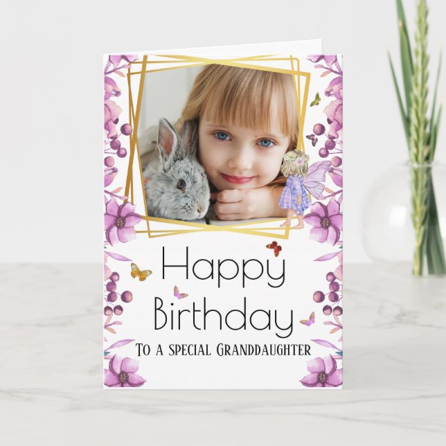 Tarjeta Fairy DIY foto mariposa cumpleaños jardín (Anverso)