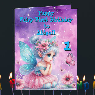 Tarjeta Fairy First Photo KIds BIrthday Greeting Card