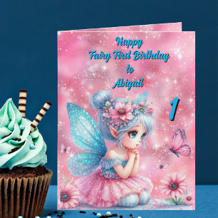 Tarjeta Fairy First Photo KIds BIrthday Greeting Card