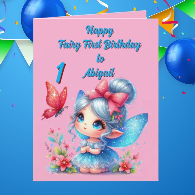 Tarjeta Fairy First Photo KIds BIrthday Greeting Card (Subido por el creador)