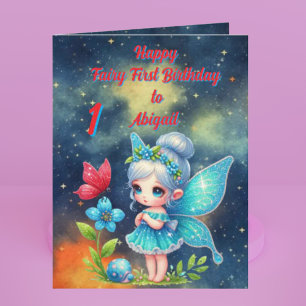 Tarjeta Fairy First Photo KIds BIrthday Greeting Card