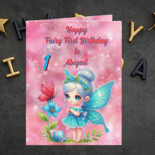 Tarjeta Fairy First Photo KIds BIrthday Greeting Card