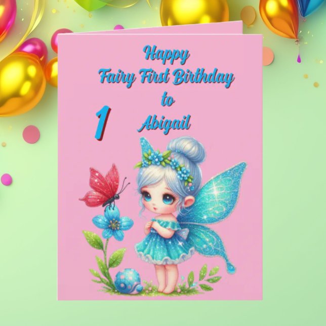 Tarjeta Fairy First Photo KIds BIrthday Greeting Card (Subido por el creador)