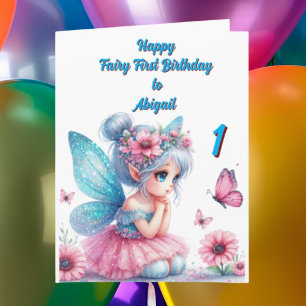 Tarjeta Fairy First Photo KIds BIrthday Greeting Card
