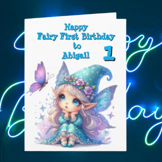Tarjeta Fairy First Photo KIds BIrthday Greeting Card