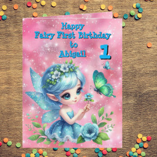 Tarjeta Fairy First Photo KIds BIrthday Greeting Card