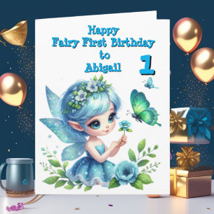 Tarjeta Fairy First Photo KIds BIrthday Greeting Card