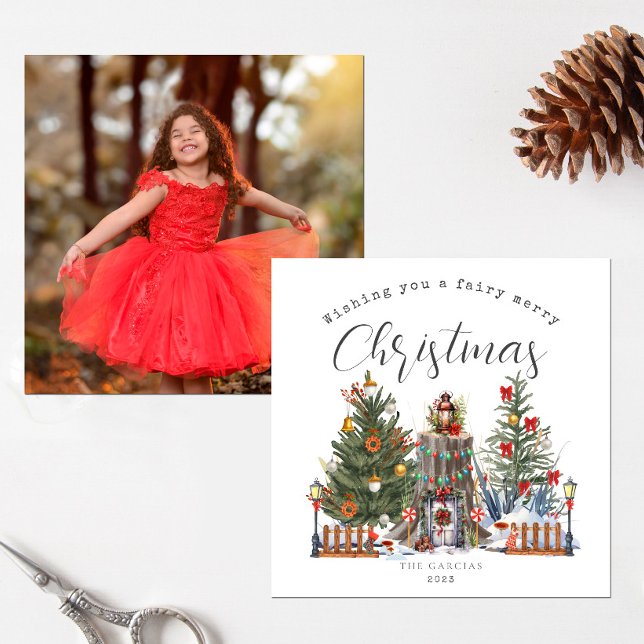 Tarjeta Fairy Merry Christmas Woodland Forest Photo (Subido por el creador)