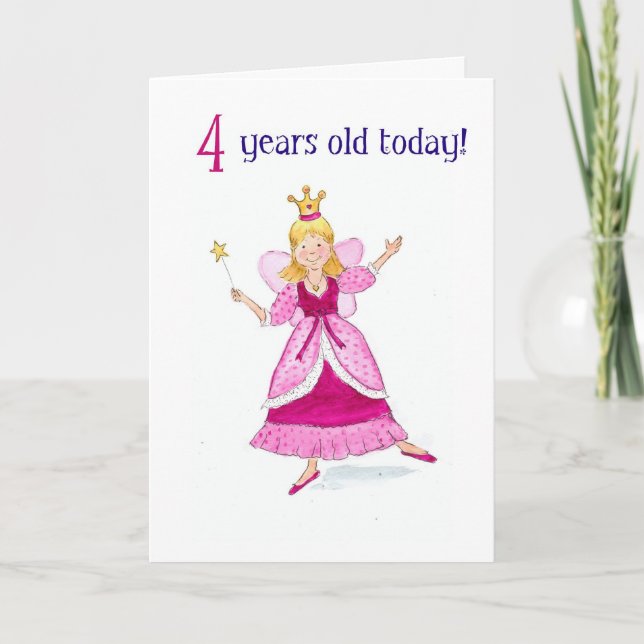 Tarjeta Fairy Princess 4º Birthday Card (Anverso)