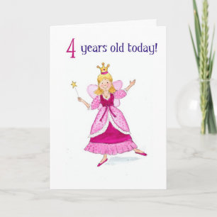 Tarjeta Fairy Princess 4º Birthday Card
