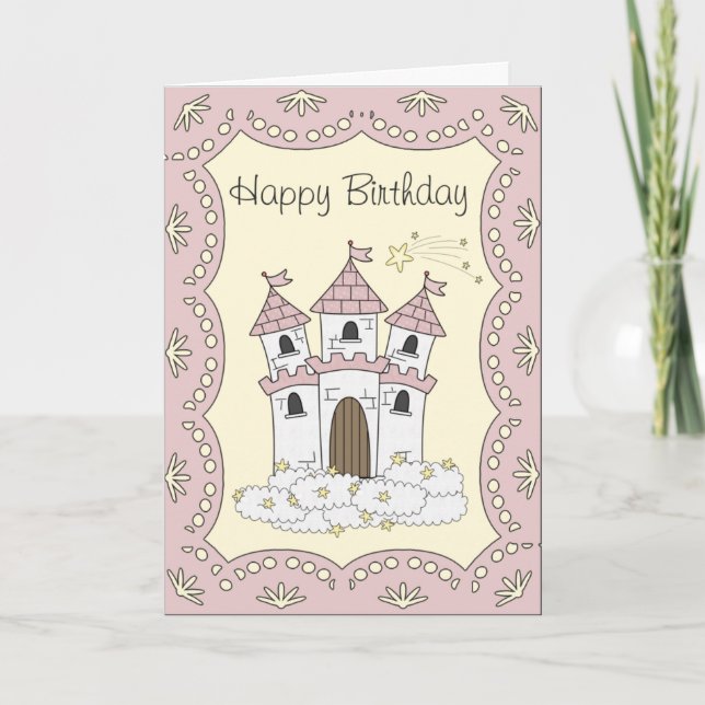 Tarjeta Fairytale Castle Princess Birthday Card (Anverso)