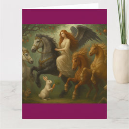 Tarjeta Fairytale Horses and Angel Folded Greeting Card