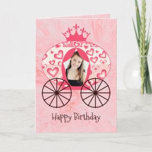 Tarjeta Fairytale Royal Princess Carriage Chica Cumpleaños