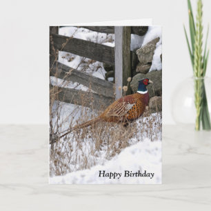Tarjeta Faisán de cumpleaños en la nieve