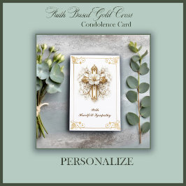 Tarjeta Faith Based Gold Cross Condolence