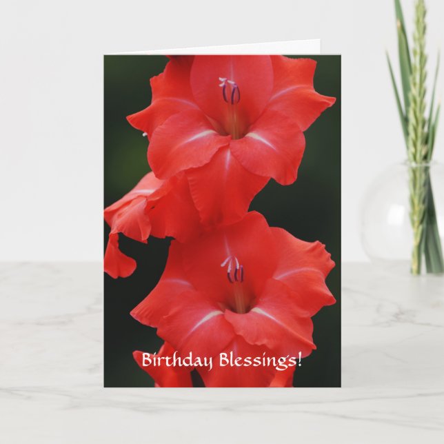 Tarjeta Faith Beautiful Red Flowers Birthday Card (Anverso)