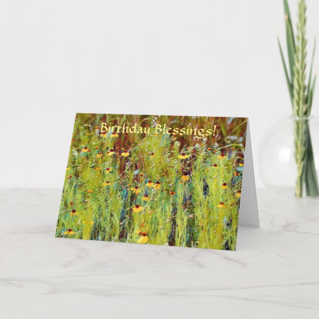 Tarjeta Faith Birthday Blessing Bible Verse Wildflowers (Anverso)