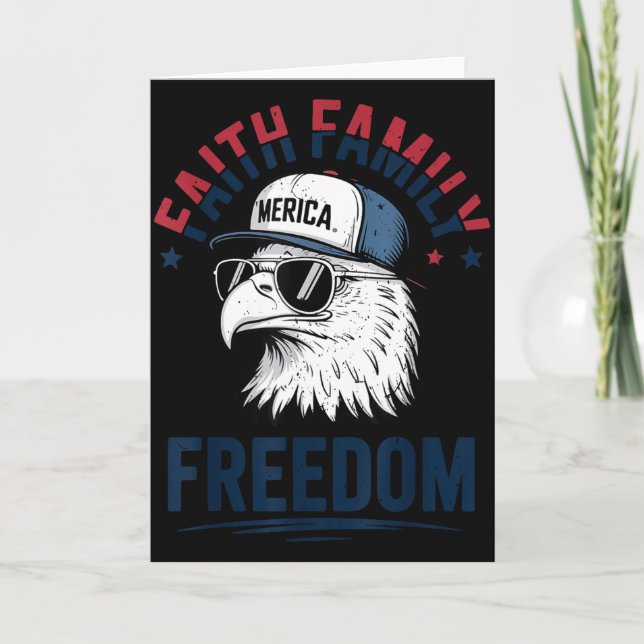 Tarjeta Faith Family Dom Bald Eagle Patriotic Boys America (Anverso)