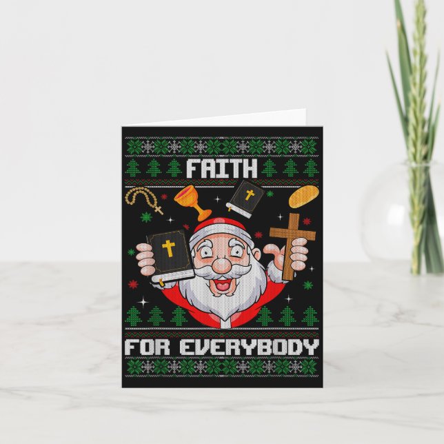 Tarjeta Faith For Everybody Santa Ugly Christmas Christian (Anverso)
