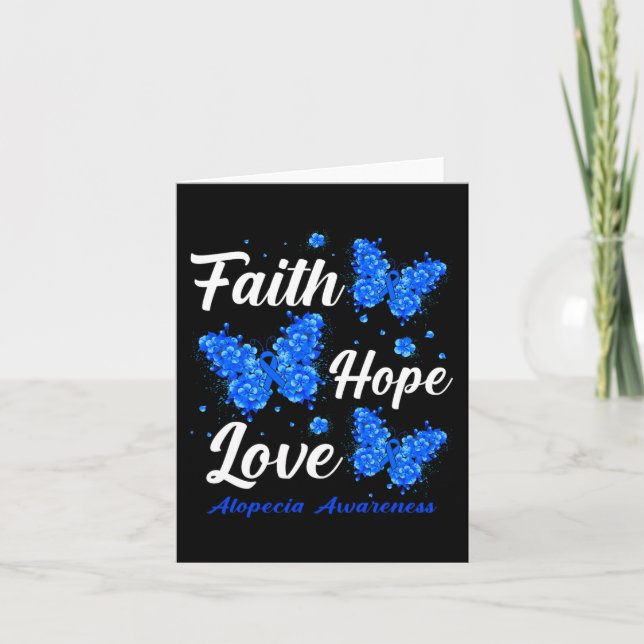 Tarjeta Faith Hope Love Alopecia Conciencia Mariposa (Anverso)