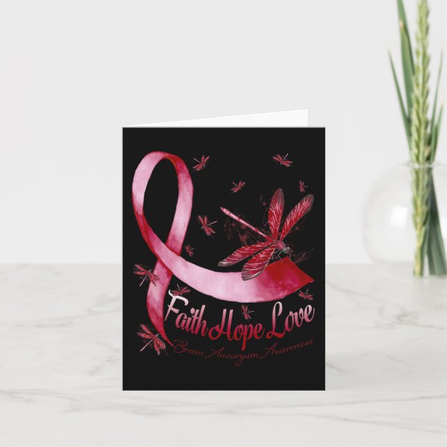 Tarjeta Faith Hope Love Aneurysm Awareness Dragonfly (Anverso)