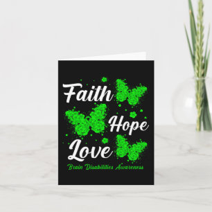 Tarjeta Faith Hope Love Brain Disabilities Sensibilización
