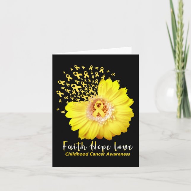 Tarjeta Faith Hope Love Children Cancer Awareness Ribbon (Anverso)