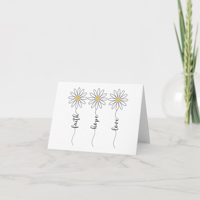 Tarjeta Faith Hope Love Daisies (Anverso)