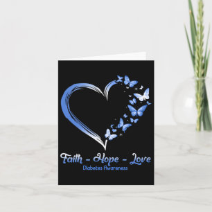 Tarjeta Faith Hope Love Diabetes Awareness Heart Butterfly