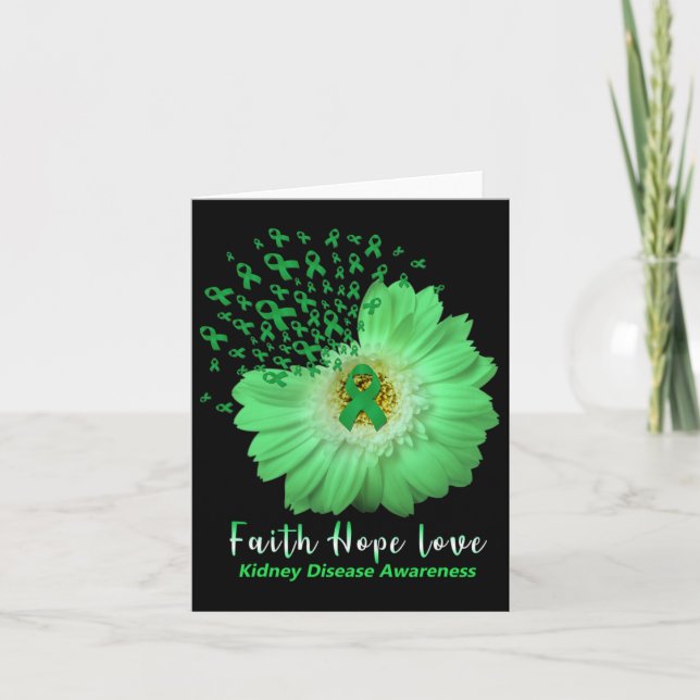 Tarjeta Faith Hope Love Enfermedades renales Conciencia Gr (Anverso)