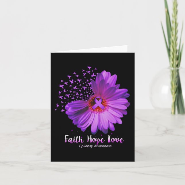 Tarjeta Faith Hope Love Epilepsy Awareness Sunflower (Anverso)