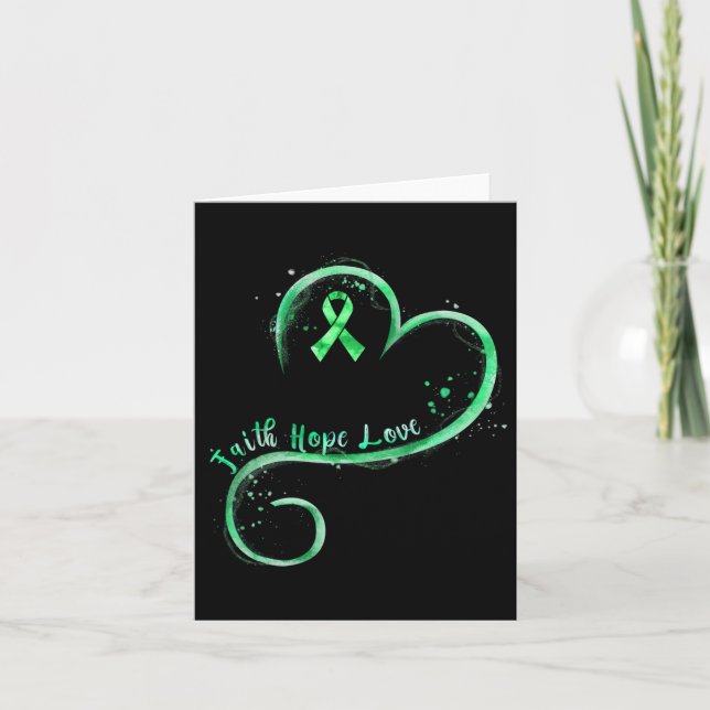 Tarjeta Faith Hope Love Green Ribbon Kidney Disease Awaren
