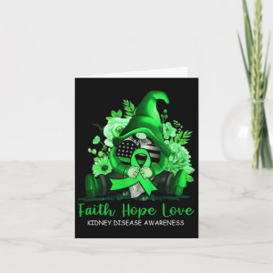 Tarjeta Faith Hope Love Kidney Disease Awareness Gnome Gre