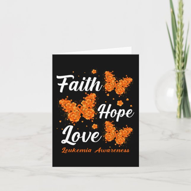 Tarjeta Faith Hope Love Leukemia Awareness Butterfly (Anverso)