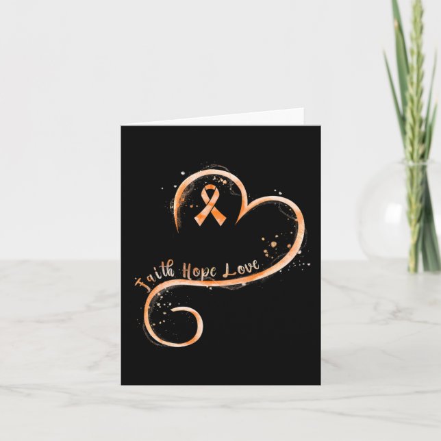 Tarjeta Faith Hope Love Naranja Ribbon Leukemia Awareness (Anverso)