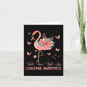 Tarjeta Faith Hope Love Pink Flamingo Breve Leucemia Awar