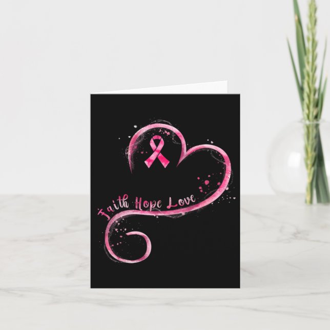 Tarjeta Faith Hope Love Pink Ribbon Brem Cancer Awarenes (Anverso)