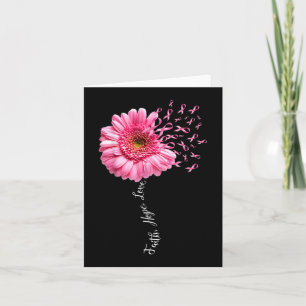 Tarjeta Faith Hope Love Pink Ribbon Daisy Flower Breve C