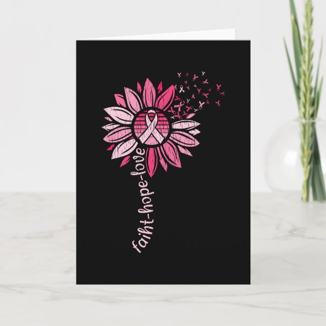 Tarjeta Faith Hope Love Sunflower Conciencia sobre el cánc (Anverso)