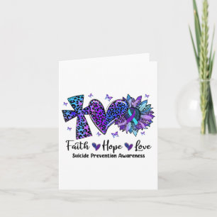 Tarjeta Faith Hope Love Sunflower Leopard Suicide Awarenes