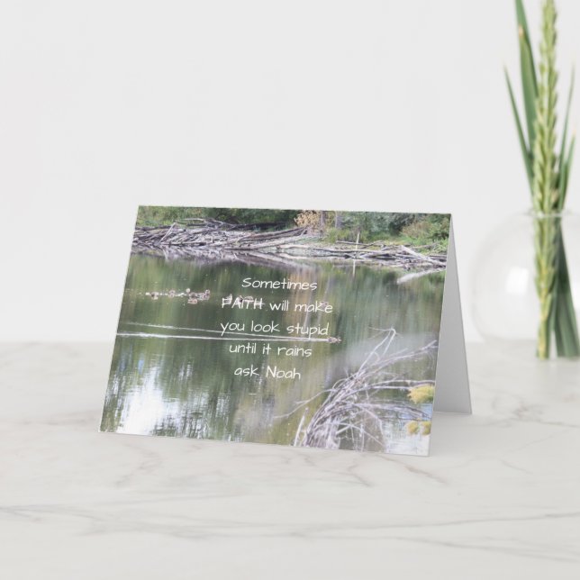 Tarjeta Faith Humor Inspirador cita a la Biblia cristiana (Anverso)