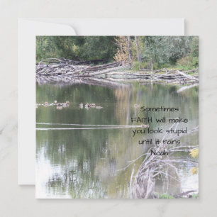 Tarjeta Faith Humor Inspirador cita a la Biblia cristiana