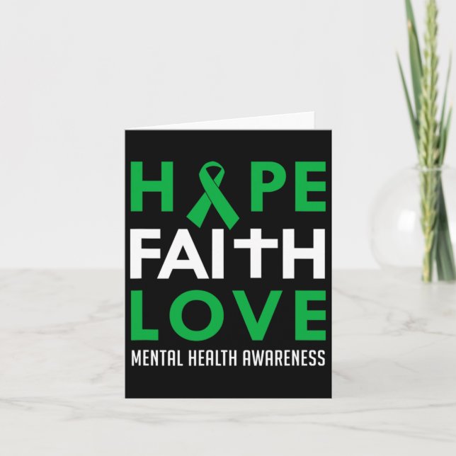 Tarjeta Faith Love Green Ribbon Mental Health Awareness (Anverso)
