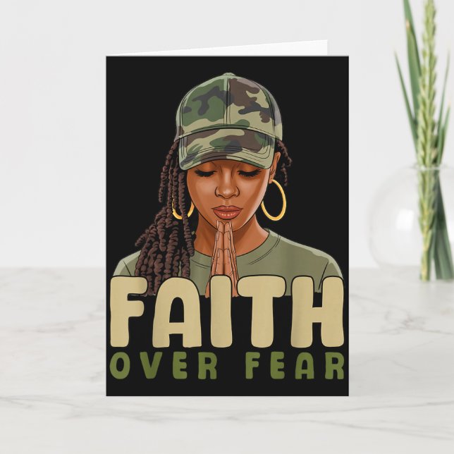 Tarjeta Faith Over Fear Christian Camo African American Af (Anverso)