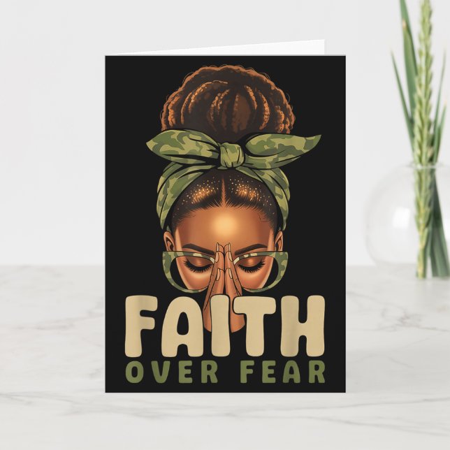 Tarjeta Faith Over Fear Christian Camo African American Af (Anverso)